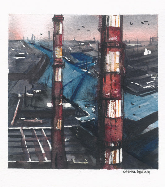 Poolbeg Stacks, Dublin (Fine Art Print) Framed